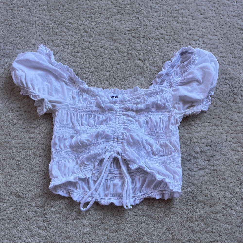 White Ruched Crop Top